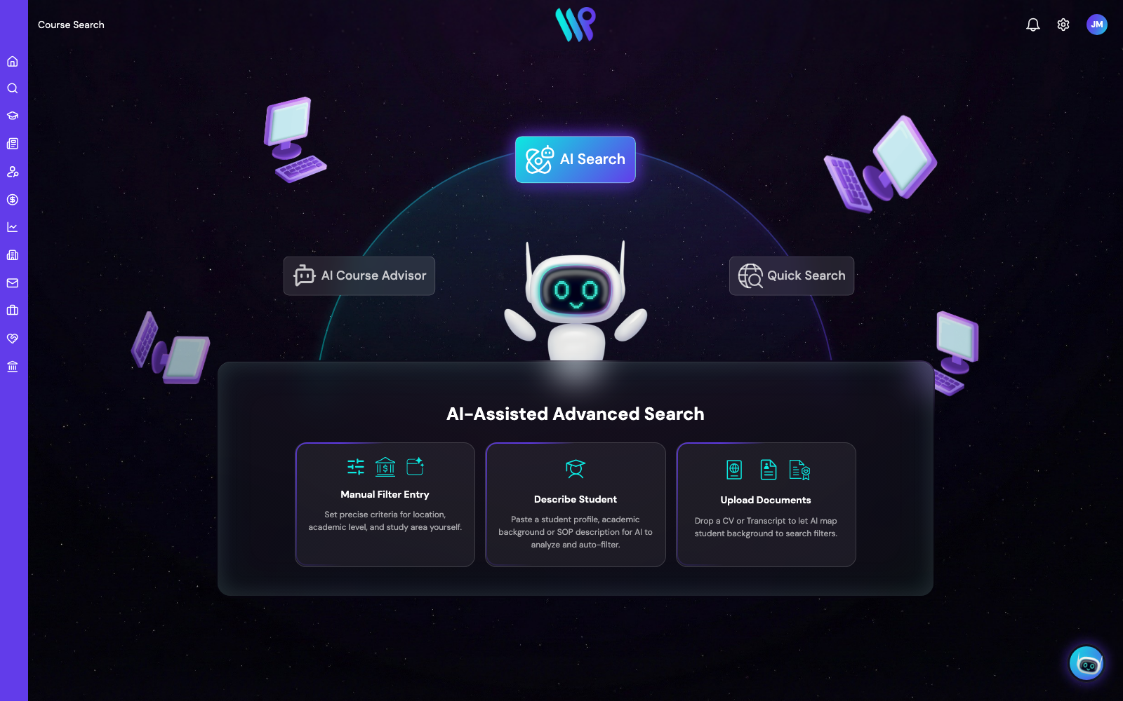 AI Search in Course Search: a student description auto-populating the search filters